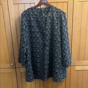 Yushi Chic Blue Textured Women's Coat